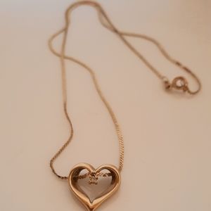 Gold Heart with Diamond Necklace